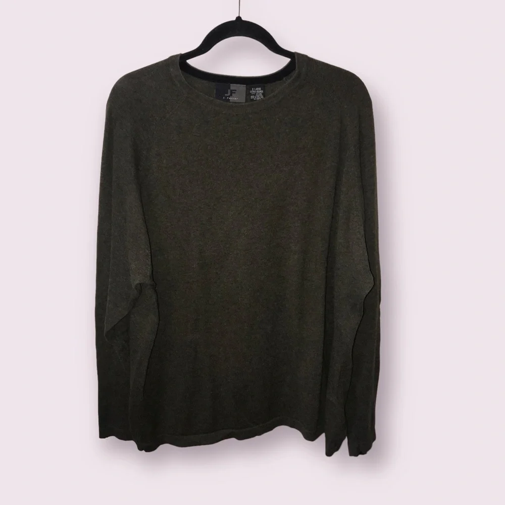 VINTAGE J. Ferrar Mens Cotton Olive Green Thin Knit Long Sleeve Sweater Size XL